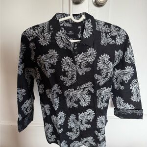 Marks & Spencer Black and White Paisley Button Down Shirt
